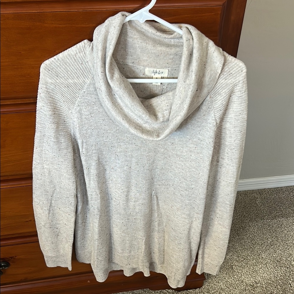 Style & Co. Cream Cowl Neck Sweater Relaxed Fit Knit